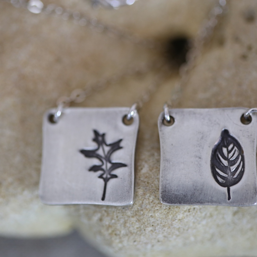Oak leaf necklace in sterling by Katherine Sheetz - Picture 6 of 8